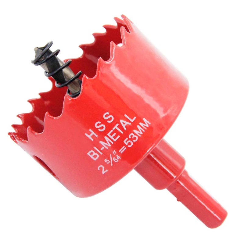 Laiwei Hole Saw Drill Bit LAIWEI HSS Hole Cutter with Arbor for Wood(2-3/32"(53mm Hole Saw)) - Image 1